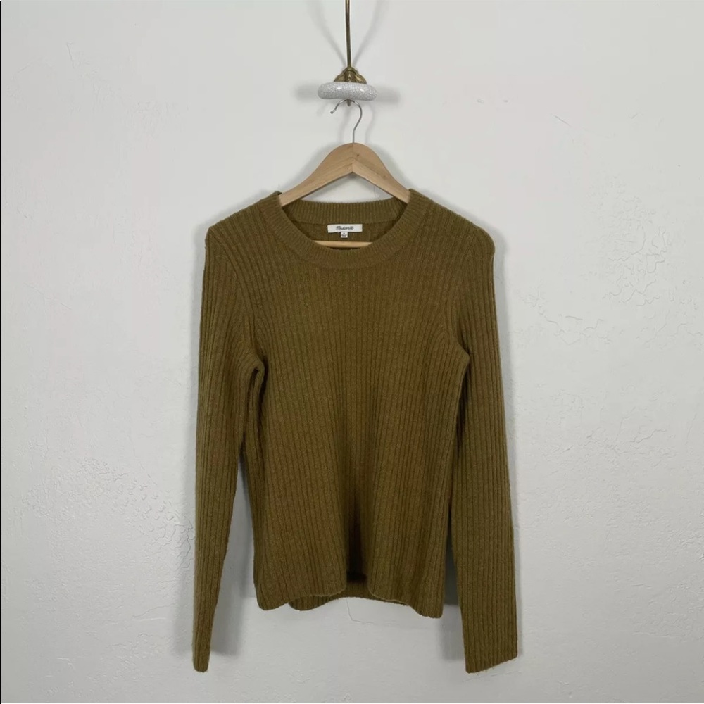 Madewell Emily Ribbed Knit Pullover Sweater Size Medium Color Moss Long Sleeve